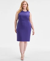 Kasper Plus Crewneck Sleeveless Sheath Dress