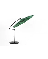 10ft Solar Led Offset Hanging Market Patio Umbrella ( Dark green )