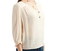Bcx Juniors' Lace-Trim 3/4-Sleeve Peasant Top