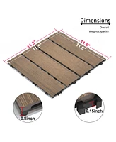 Oak Wpc Patio Tiles - 22 Pack - Interlocking Decking