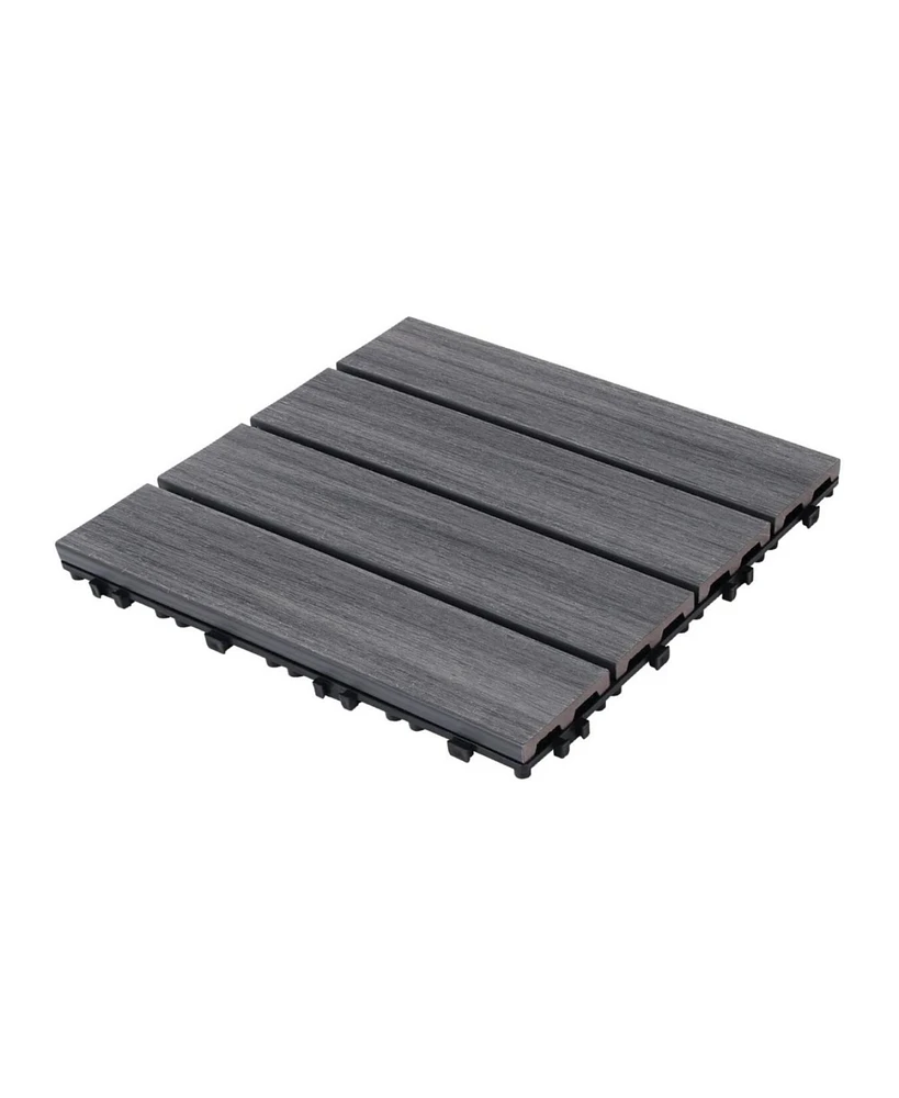 Wpc Patio Tiles - 22 Pack - Interlocking Decking - 11.8" Ash