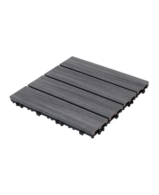 Wpc Patio Tiles - 22 Pack - Interlocking Decking - 11.8" Ash