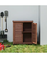 Potting Bench with Storage & Metal Top - Outdoor Garden Workstation