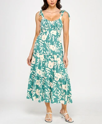 Trixxi Juniors' Printed Ruffled Sleeveless Midi Dress