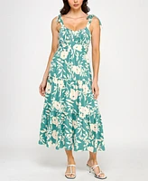 Trixxi Juniors' Printed Ruffled Sleeveless Midi Dress