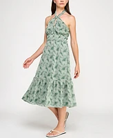 Trixxi Juniors' Printed Ruffled-Hem Halter Midi Dress