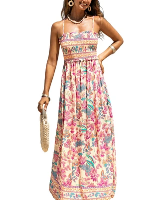 Cupshe Women's Papaya Punch Floral Maxi Beach Dress