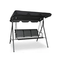 3 Person Steel Frame Patio Porch Swing with Polyester Angle and Adjustable Canopy
