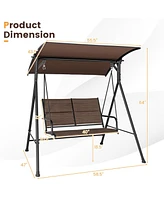 Gymax Porch Swing Glider 2 Seat Soft Cushion Adjustable Canopy Garden Outdoor Patio