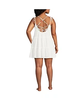 Lands' End Plus Cotton Gauze Tiered Mini Cover-up Dress