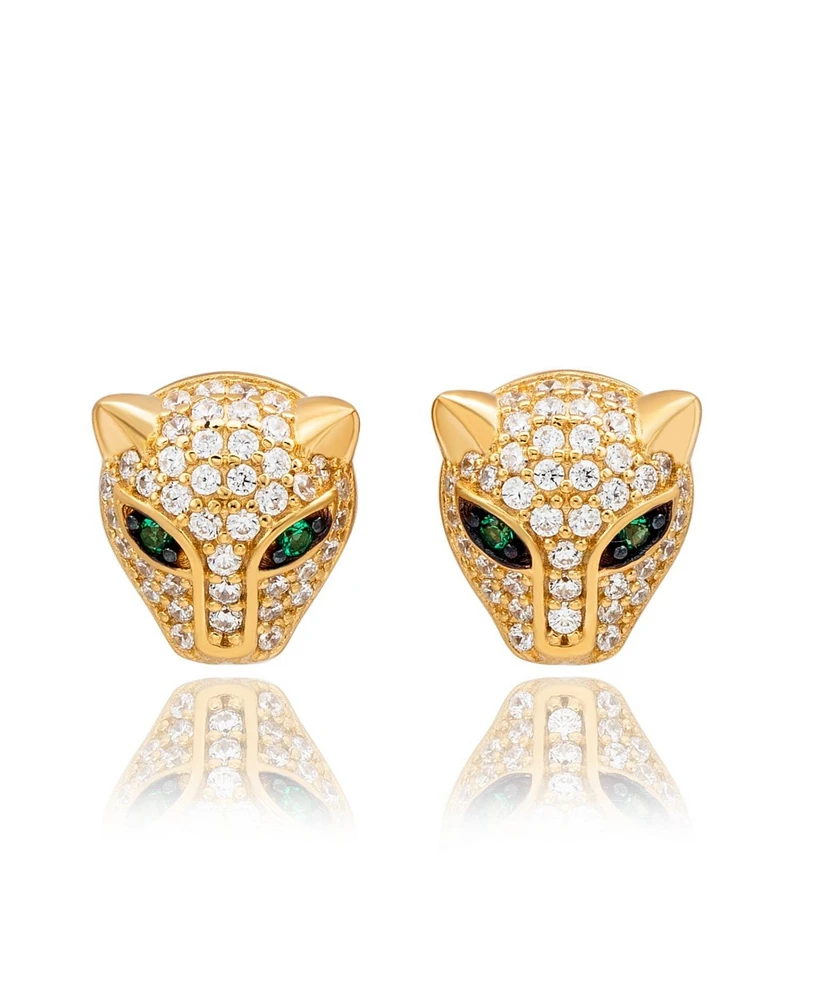 Suzy Levian Sterling Silver Cubic Zirconia Panther Stud Earrings