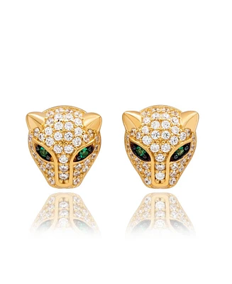 Suzy Levian Sterling Silver Cubic Zirconia Panther Stud Earrings