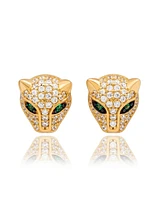 Suzy Levian Sterling Silver Cubic Zirconia Panther Stud Earrings