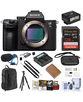 Sony Alpha a7 Iii Mirrorless Camera, Black, Bundle with 128GB Memory Card, Backpack, Tripod/Monopod, Extra Battery, Charger Kit, Flash, Microphone, Ot