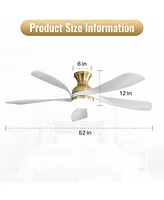 Sofucor 52" Modern Smart Ceiling Fan with 5 Solid Wood Blades