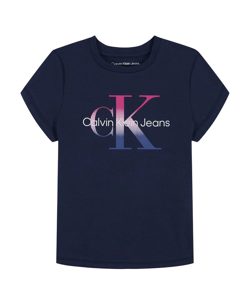 Calvin Klein Big Girls Ombre Print Monogram T-Shirt