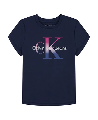 Calvin Klein Big Girls Ombre Print Monogram T-Shirt