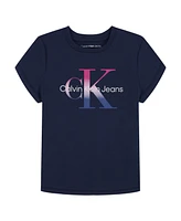 Calvin Klein Big Girls Ombre Print Monogram T-Shirt