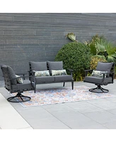 Aoodor 24'' x 24'' Outdoor Deep Seat Chair Cushion Set, Set of 2 Seats, 2 Backs, 2 Pillows (Charcoal)