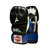 Gel Sparring Mma Glove, Real Leather Combat Mitts, Shock Absorbing Gel Padding for Grappling, Punching Bag, Cage Fighting, Muay Thai, Ufc Training, Op