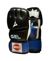 Gel Sparring Mma Glove Real Leather Combat Mitts Shock Absorbing Gel Padding For Grappling Punching Bag Cage Fighting Muay Thai Ufc Training Open Palm Wrist Support Half Thumb Regular
