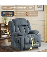 Up to 350 Lbs Power Lift Recliner Chair Heavy Duty Motion Mechanism with 8-Point Vibration Massage and Lumbar Heating
