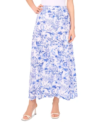 CeCe Women's Floral-Print Seamed Maxi Skirt
