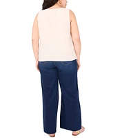 Vince Camuto Plus Crochet-Front Scalloped-Hem Tank Top