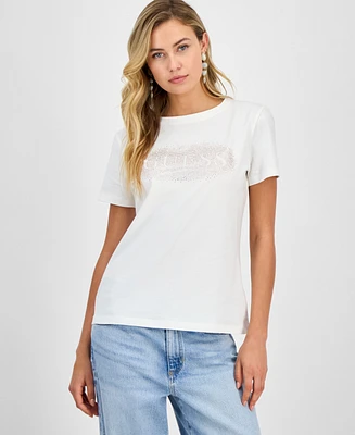 Guess Women's Ingrid Rhinestone Logo T-Shirt