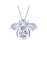Suzy Levian Sterling Silver Invisible Set Cubic Zirconia Bumble Bee Pendant