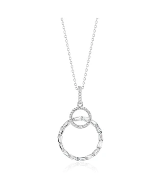 Suzy Levian Sterling Silver Cubic Zirconia Circle Pendant Necklace