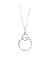Suzy Levian Sterling Silver Cubic Zirconia Circle Pendant Necklace