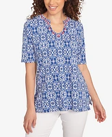 Ruby Rd. Petite Pacific Medallions Embellished Knit Top