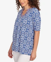 Ruby Rd. Petite Pacific Medallions Embellished Knit Top