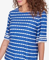 Ruby Rd. Petite Tapered Stripe Textured T-Shirt
