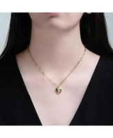 14K Gold Plated with Clear Cubic Zirconia Heart Pendant Necklace
