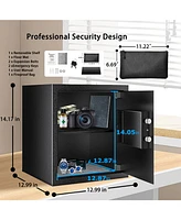 Bonsaii Security Safe Box with Money Bag, 1.28 Cubic Feet Large Document Safe Box for Home, Digital Keypad Lock, Removable Shelf for Money, Medicine,