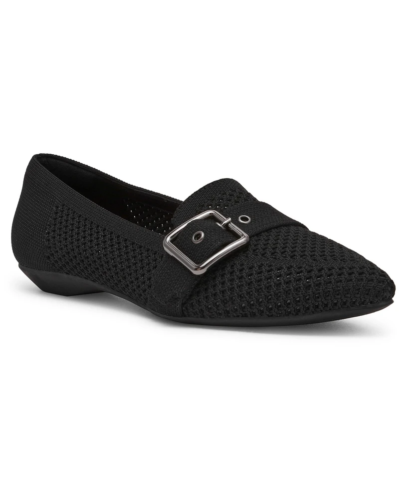 Anne Klein Women's Oakland Buckle Strap Knit Flats