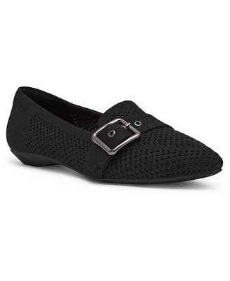 Anne Klein Women's Oakland Buckle Strap Knit Flats