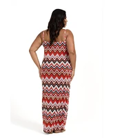 Fashion-szn Curve Plus Sleeveless Retro Mesh Maxi Dress