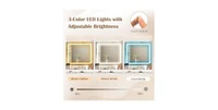 Modern Makeup Vanity Desk with Mirror and Lights and Stool Set