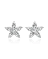 Suzy Levian Sterling Silver Cubic Zirconia Flower Earrings