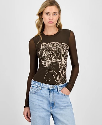 Guess Women's Penelope Long-Sleeve Mesh Bodysuit
