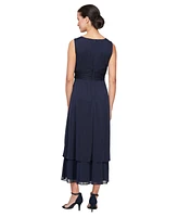 Sl Fashions Women's Surplice-Neck Jersey A-Line Dress