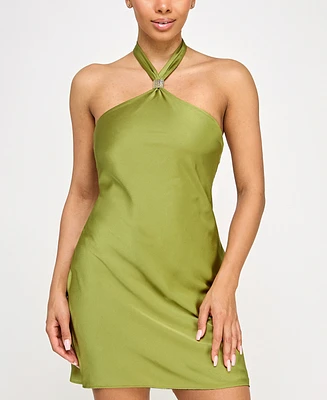 Seni & Cade Juniors' Tie-Back Satin A-Line Dress