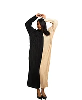 Fashion-szn Curve Plus Long Sleeve Colour block Midaxi Dress