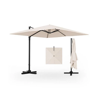 9.5 Feet Square Patio Cantilever Umbrella with 360° Rotation