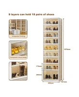 Shoe Organizer Storage Box, 18 Pairs Foldable Shoe Rack for Closet with Dustproof Doors, No Assembly Stackable Boot Shoes Boxes Cabinet Bins for Men a