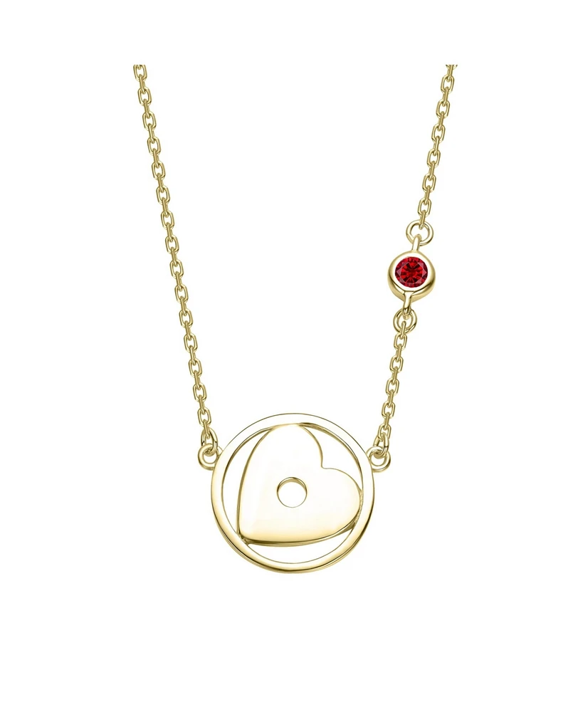 Kids 14K Gold Plated with Colored Cubic Zirconia Accent Heart Pendant Necklace