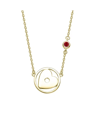Kids 14K Gold Plated with Colored Cubic Zirconia Accent Heart Pendant Necklace